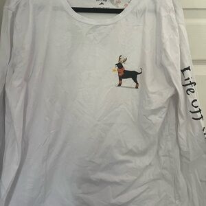 The Black Dog Classic White Shirt with Festive Graphic